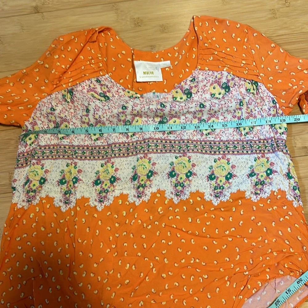 Anthropologie Maeve Ceresco Orange Floral Peasant Blouse NEW - Picture 9 of 10